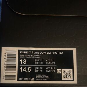 Nike Kobe IX Elite Low EM Protro - Game Royal / White